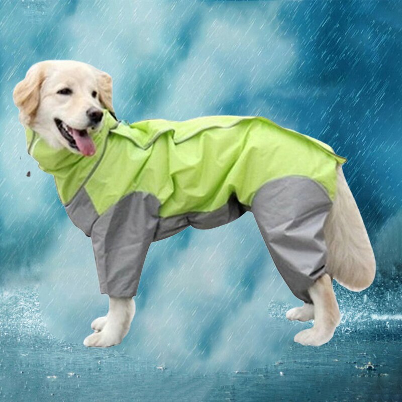 Manteau imperméable à capuche pour grands chiens, veste de pluie réfléchissante, poncho pour petits, moyens et grands chiens: green / XXXL