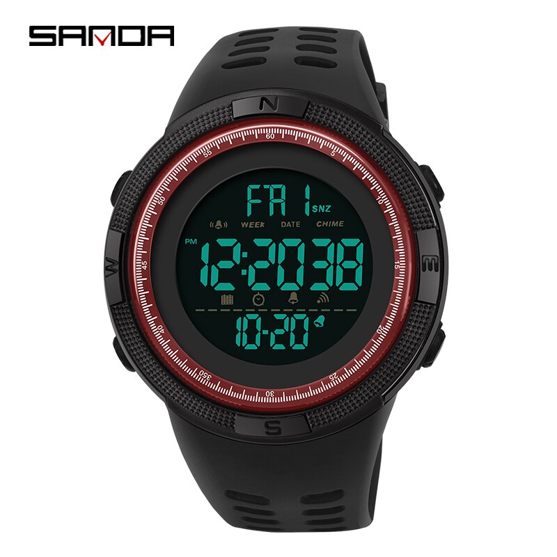 Sanda men's electronic watch sports watch casual men's watch men's electronic watch to send boys: black red
