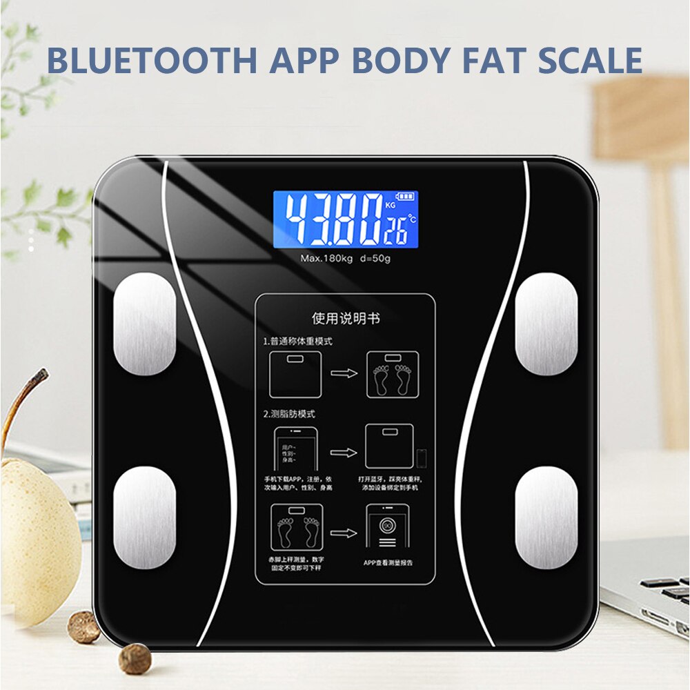 Bathroom Scale Bluetooth Digital Weighing Body Composition Analyzer LED Display Smart Wireless Electronic Body Scales