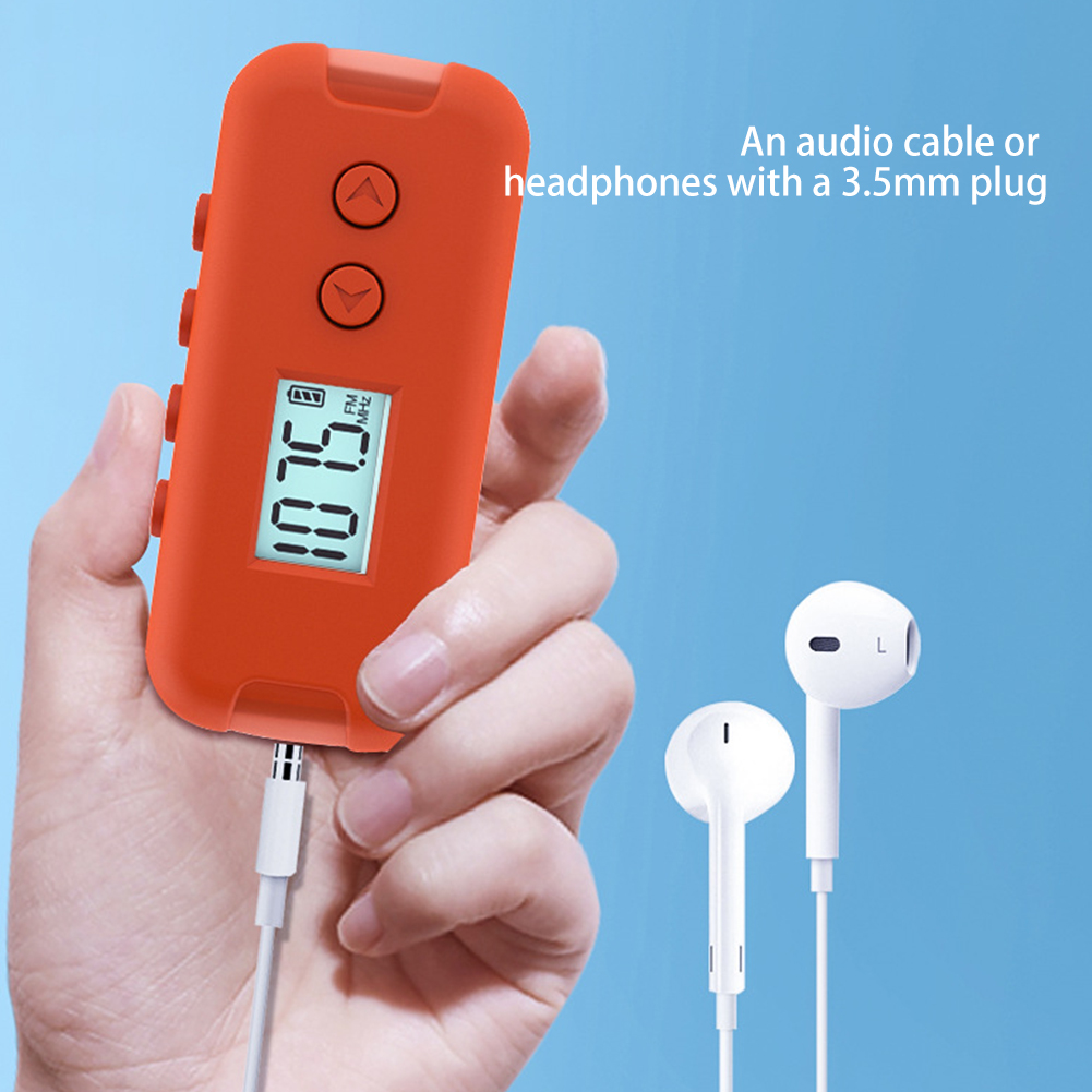 Lomme  fm 50-108 mhz radio bærbar mini dsp chip radiomottaker med lcd-skjerm 3.5mm øretelefoner skjerm 2* aaa strømforsyning