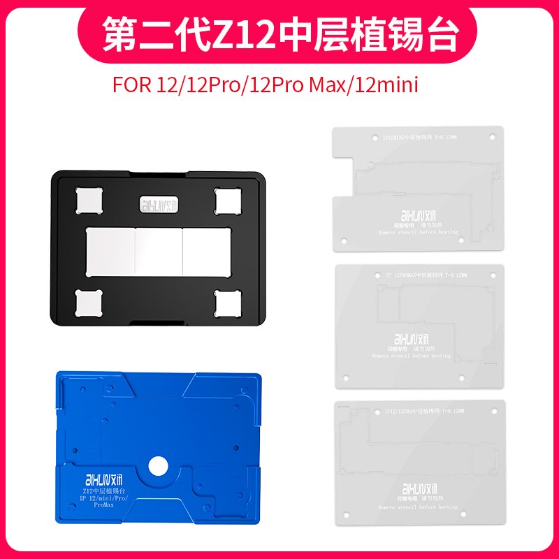 AIXUN Z12 Z13 Middle Frame BGA Reballing Stencil For iPhone X-13 Pro Max Mainboard Mid-Layer Planting Tin Template Board Fixture: AIXUN-12 Series