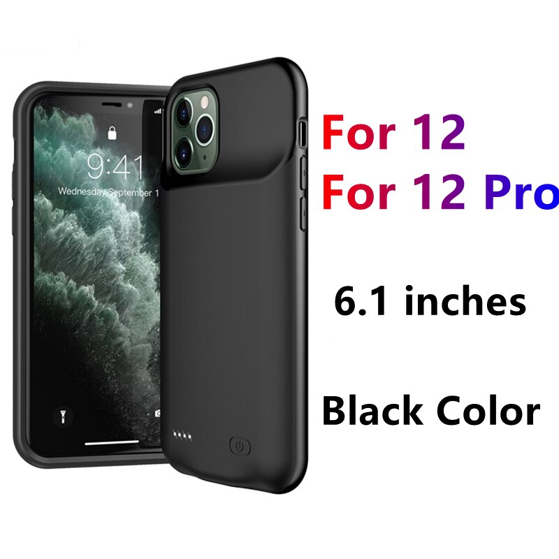 Custodia potenza Banca per iPhone 13 12 pro Max 12 mini 11 pro Max XR XS Max coperchio per caricabatterie ultra sottile per iphone 6 7 8 più SE2: nero for 1212pro