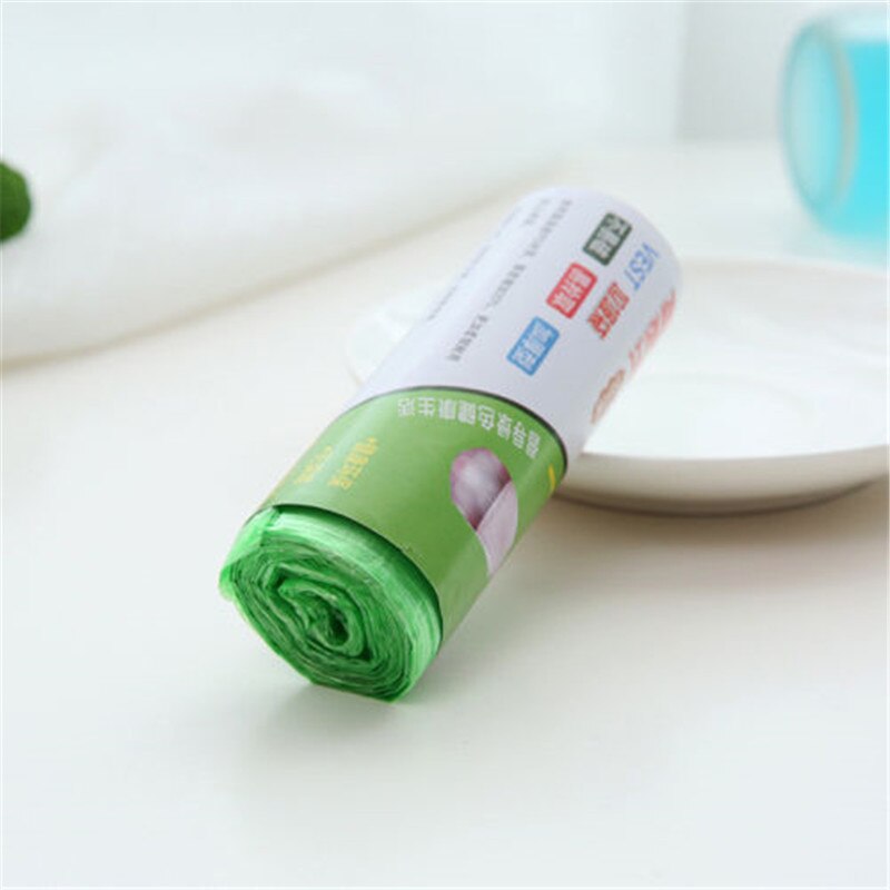 Functional 20PCS Rubbish Garbage Bin Liners Kitchen Toilet Black Waste Trash Bags Kit With Handle: Green