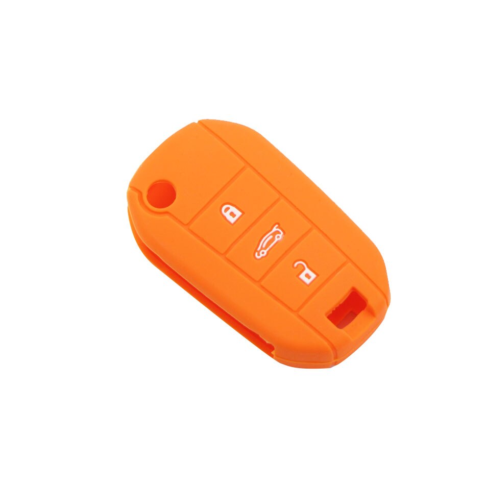 Carmilla 3- knops siliconen autosleutel beschermhoesje voor peugeot accessoires: Oranje