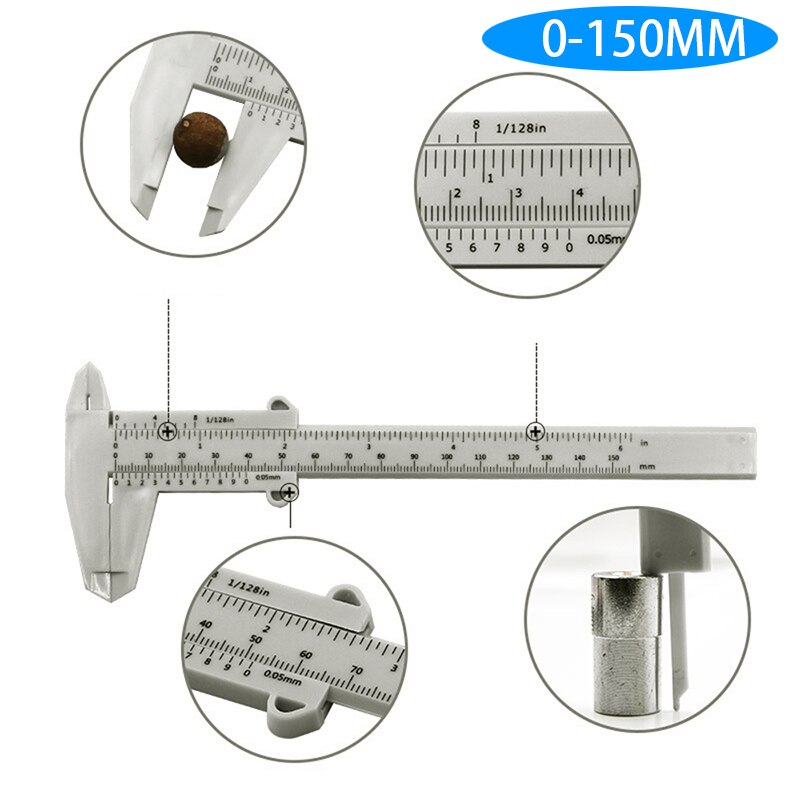 150mm 0.5mm Vernier Caliper Double Scale Plastic Vernier Caliper Measuring Student Mini Tool Ruler DIY Model Making