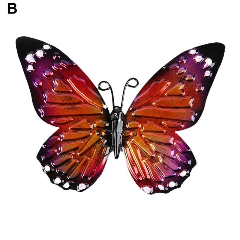 Escultura de decoración de mariposa de Metal 3D, decoración de ventana de pared para jardín al aire libre, miniaturas de animales, ilustraciones, patrón impreso: B