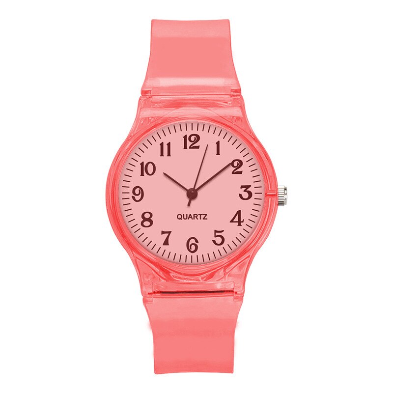 Relojes de pulsera a la para hombre y mujer, relojes de cuarzo informales con banda de plástico transparente de Color caramelo, novedad de: red