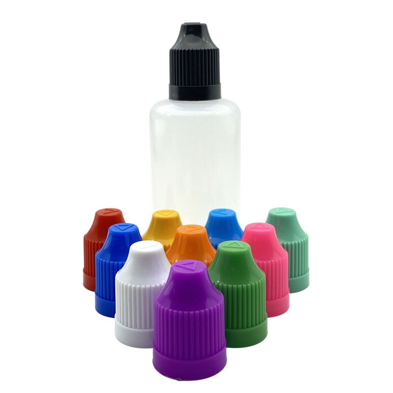 100pcs 10ml PE Plastic Needle Bottle Refillable Empty E Liquid Dropper Bottle With Childproof Cap Squeezable Soft Vial: Mix Cap