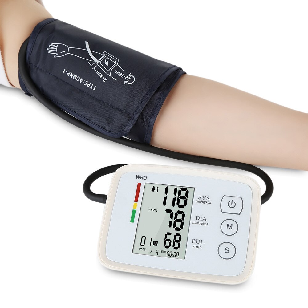 Blodtryksmåler bærbart armbånd type stemme digital puls pulsmåler automatisk hjemmeblodtryksmåler