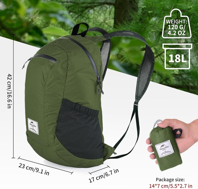 Naturehike Backpack 22L Ultralight Outdoor Waterproof Folding Backpack for Men Women Camping Hiking Shoulder Bag High Capacity: SKY BLUE