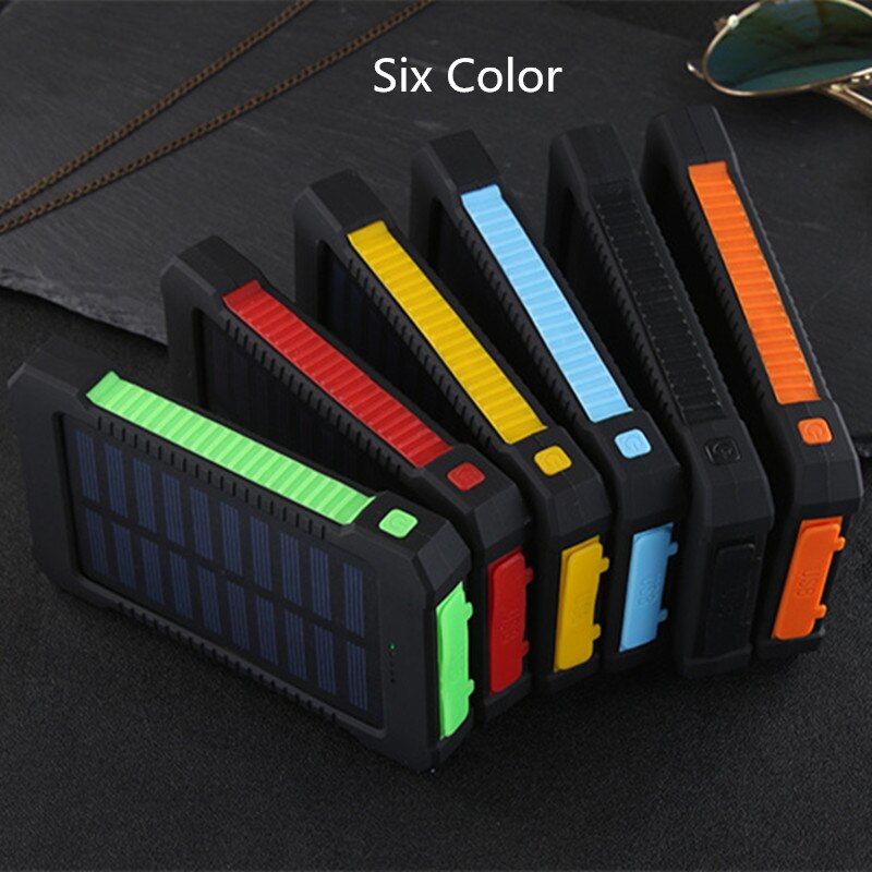 Solar Power Bank Waterproof 30000mAh Solar Charger USB Ports External Charger Powerbank for Xiaomi 5S Smartphone with LED Light