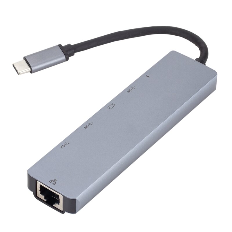 6 In 1 Usb Hub USB3.1 Type-C Naar Hdmi RJ45 6-In-1 Usb Hub Docking station Host Usb-C Poort Expander Voor Nintendo