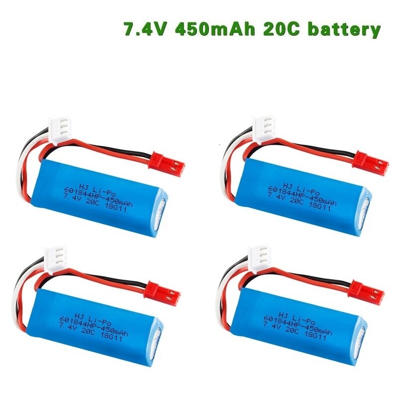 Originele 7.4V 450mAh Lipo Batterij voor WLtoys K969 K989 K999 P929 P939 RC Auto 601844 20C 2s 450mah 7.4v Oplaadbare batterij