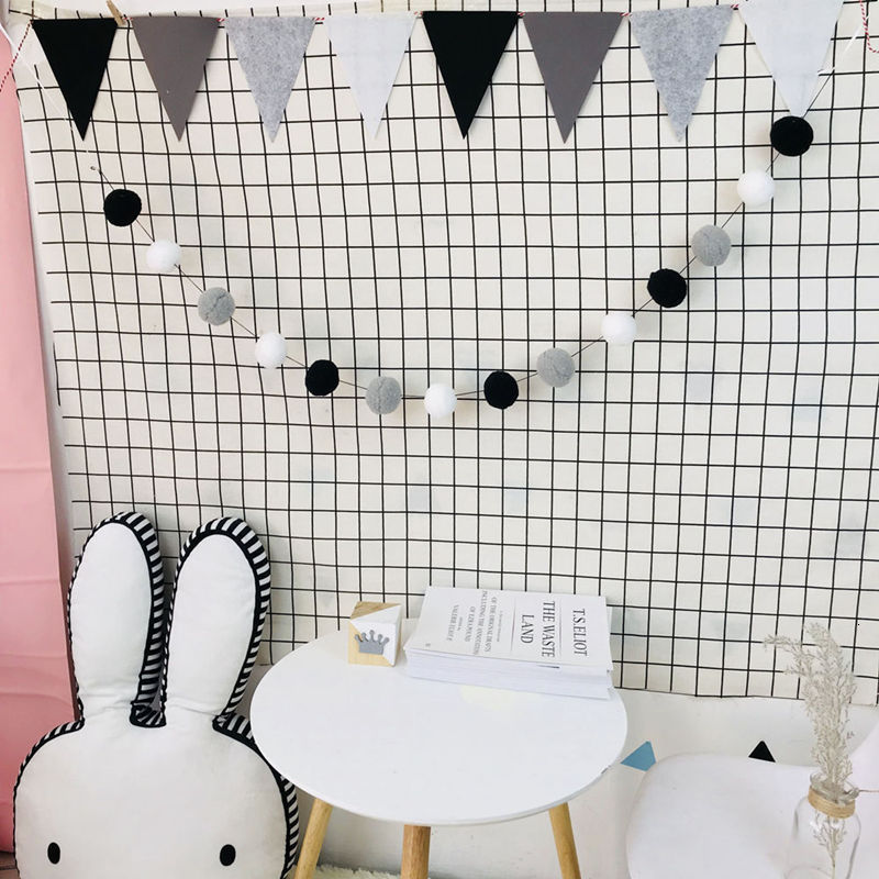 Makaron Stijl Pluizige Bal String Kinderkamer Decoratie Hanger 2.5M Kids Een Handgemaakte Bed Opknoping Tent Speelgoed Babykamer decor