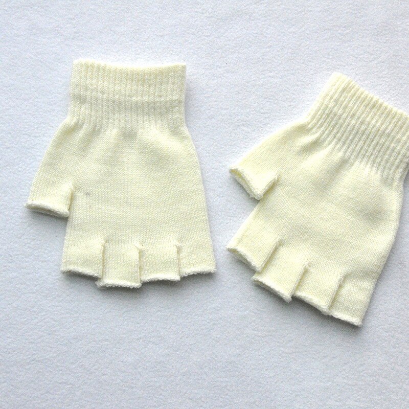 Novas crianças luvas de inverno frio quente acrílico fingerless luvas cor sólida