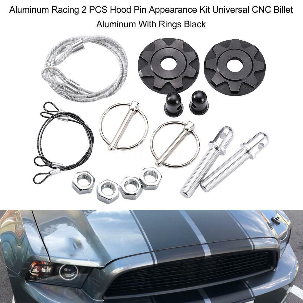 2 stuks Auto Universele CNC Billet Aluminium Racing Bonnet Hood Pin Lock Uiterlijk Kits