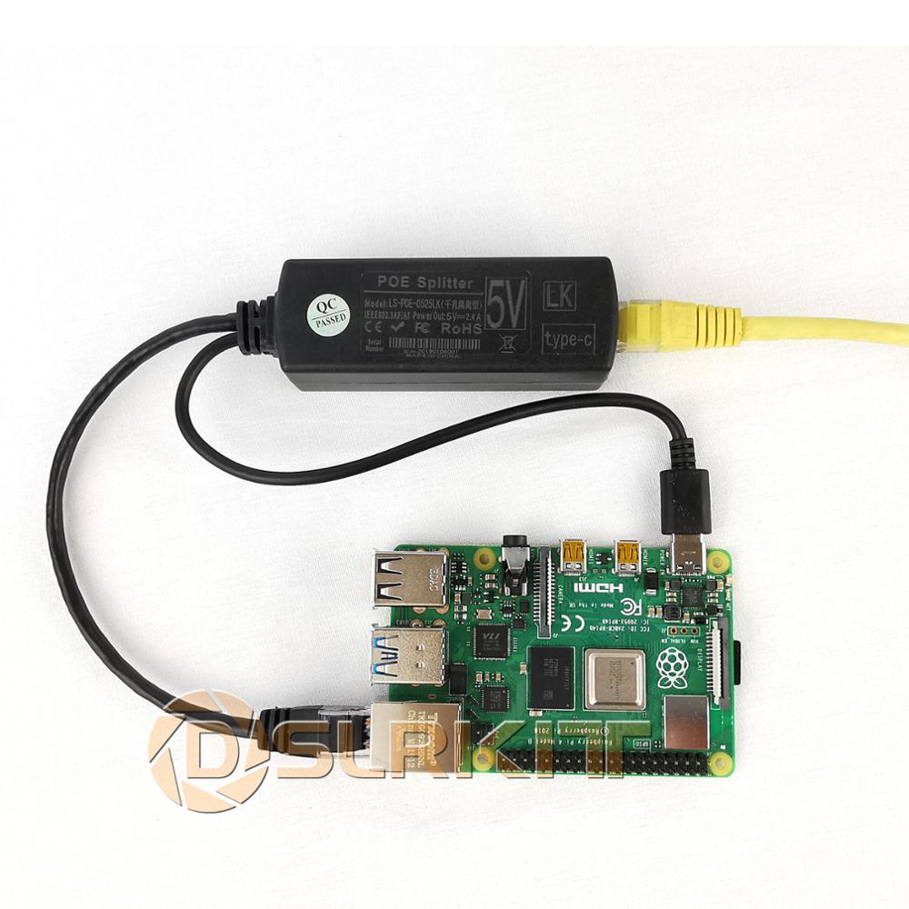 DSLRKIT Raspberry Pi 4 4B Aktive PoE Splitter USB TYP C 5V Power Over Ethernet 802.3af
