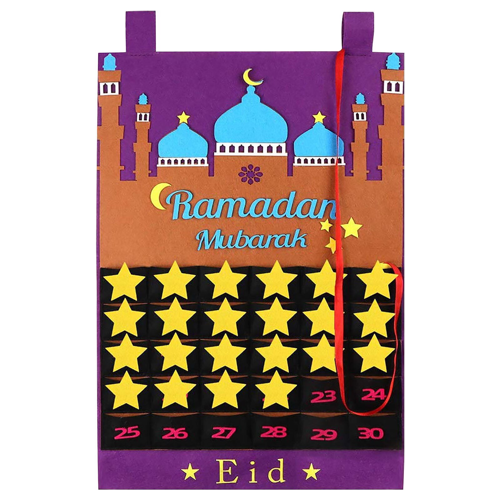 Mubarak Eid decoración Ramadan Mubarak tela cuenta regresiva calendario decoraciones Ramadán para casa Ramadán musulmán Kareem T2G: G