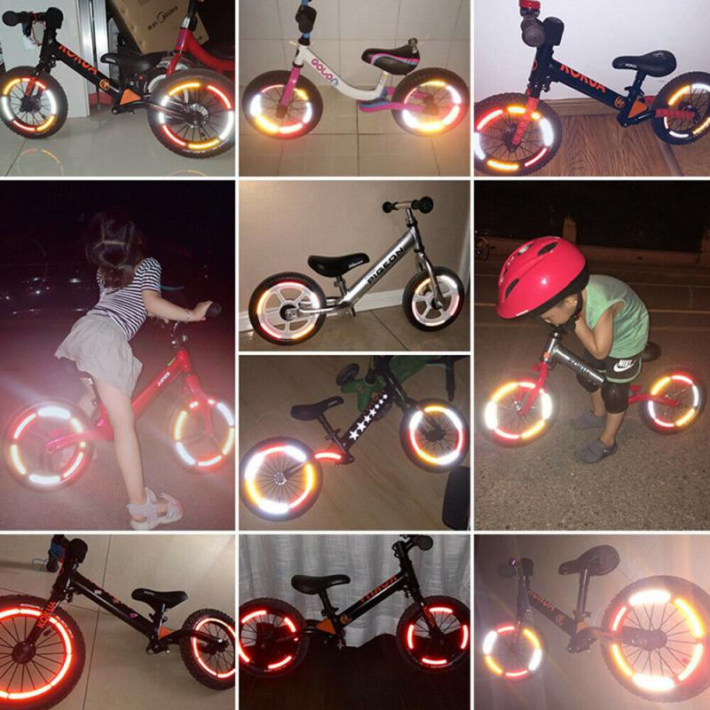Pegatina reflectante para bicicleta de equilibrio de niños, cinta reflectante para neumático, pegatinas de seguridad, accesorios para bicicleta