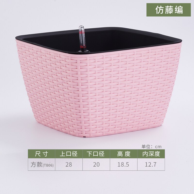 Maceta de mimbre de imitación para mesa, de resina, Pastoral, para el hogar: Rosa