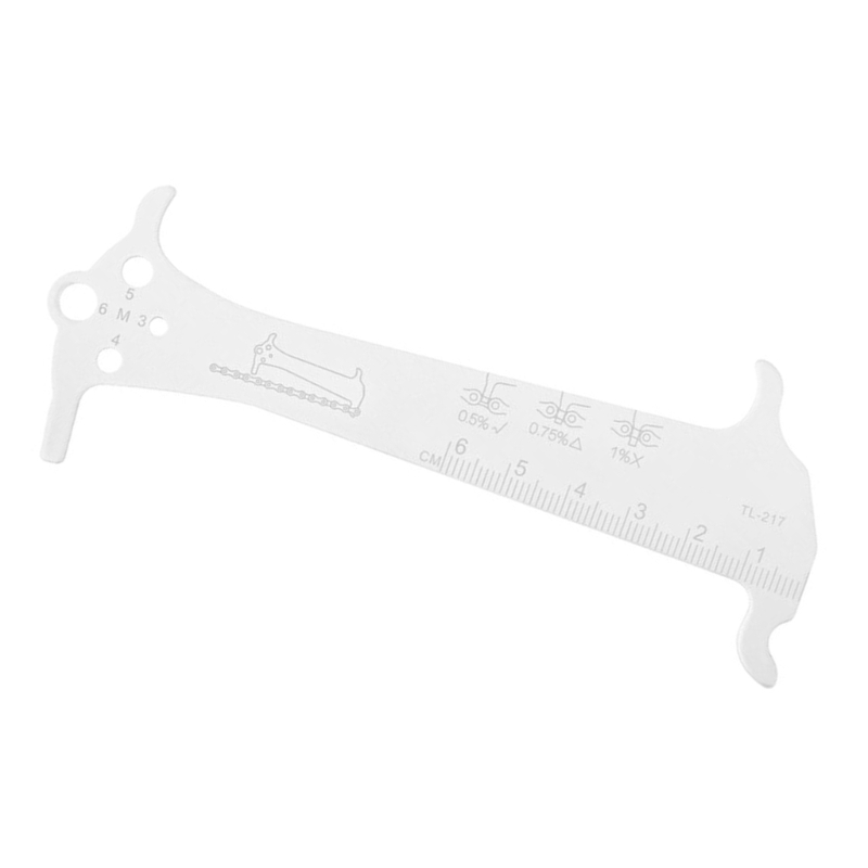 Indicadores desgaste cadena bicicleta carretera, regla medición, herramienta reparación cadena