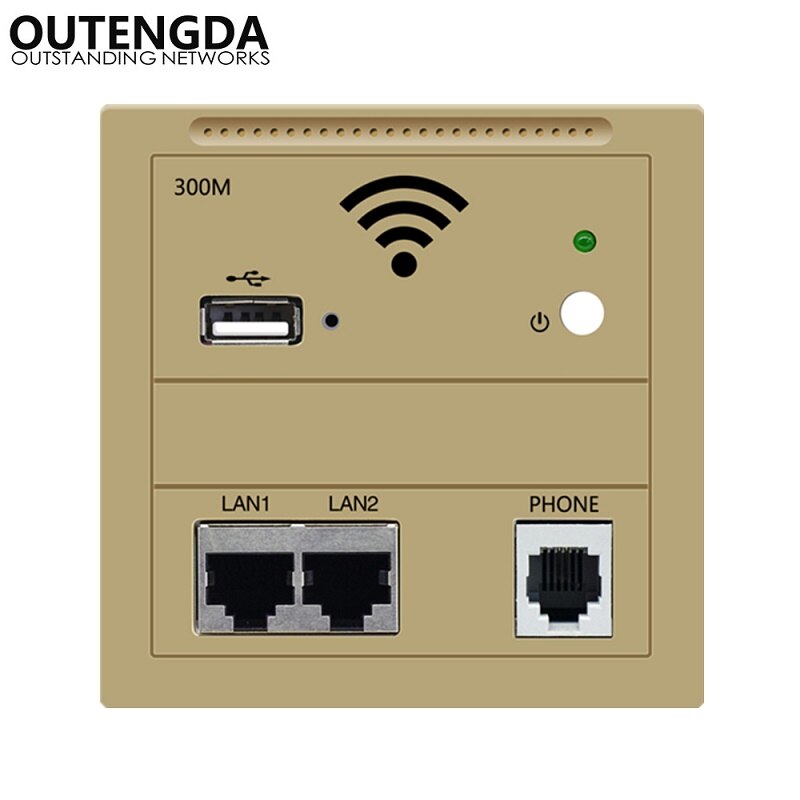 300Mbps Wireless in Wall AP WiFi Router RJ45 802.3af Power Over Ethernet Access Point with USB Charging Phone RJ11 On-off Switch