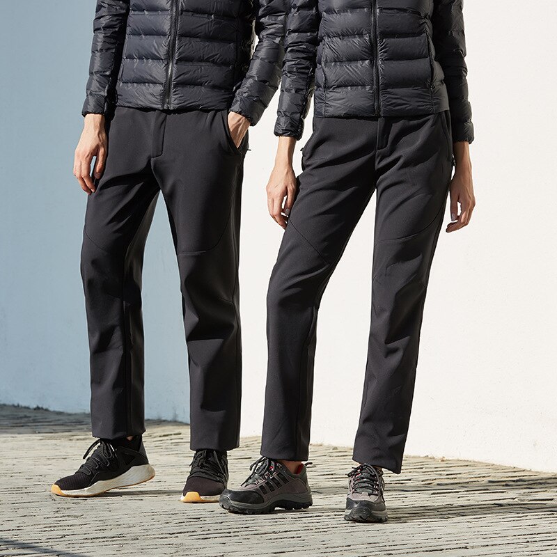 Outdoor Winter Women Windproof Climbing Pants Mens Waterproof Soft Shell Ski Hiking Pants Thick Warm Unisex Plus Fleece Trousers