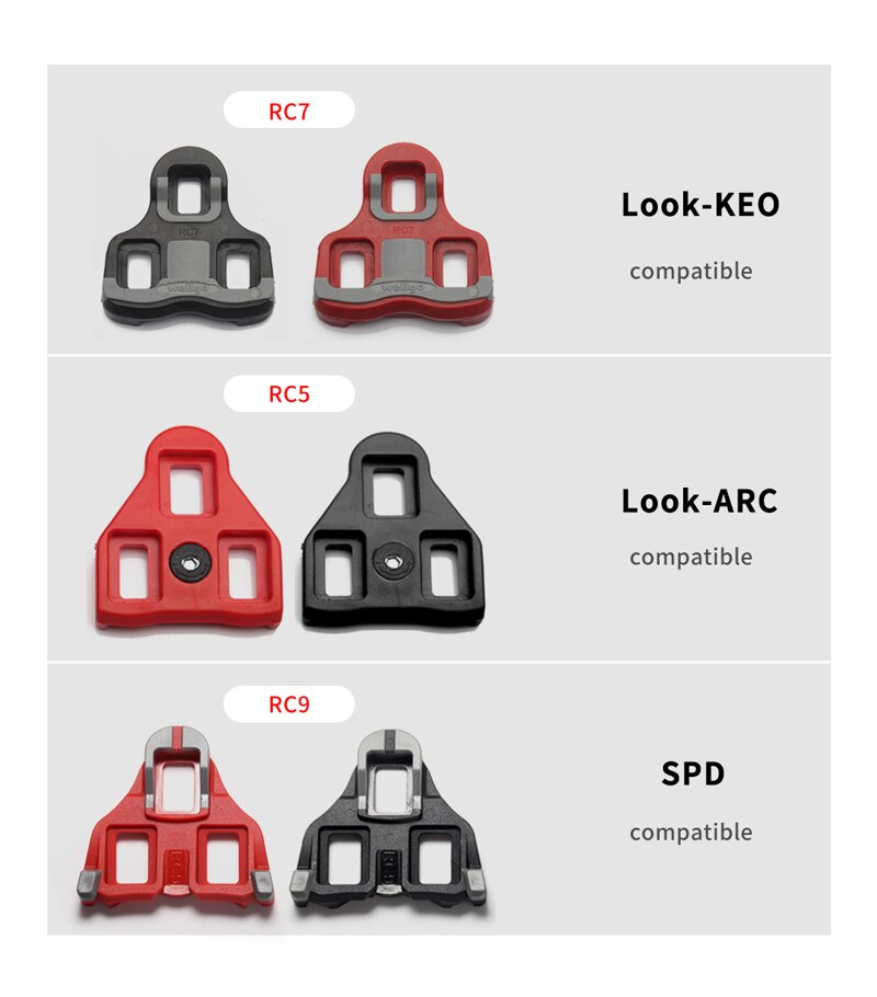 Wellgo Bicycle Pedals Cleats Accessories RC7 Black/Red road bike shoes Cleats Locking Plate / Splint compatible with LOOK KEO