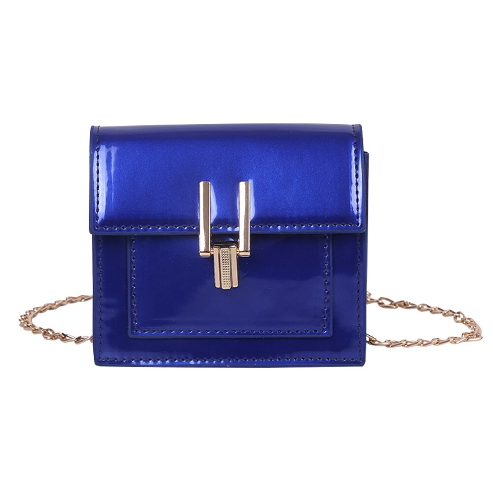 Dames handtas pu leren schoudertas voor dames stevige ketting vierkante tassen messenger schoudertassen: Blauw