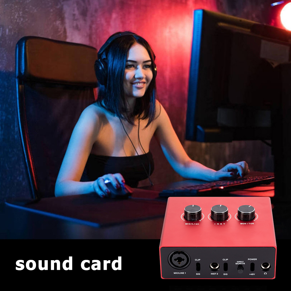 AU11-R Usb Mixer Externe Geluidskaart Audio Interface Kaart Voor Telefoon Computer Pc Voor Microfoon Live Studio Opname Zingen