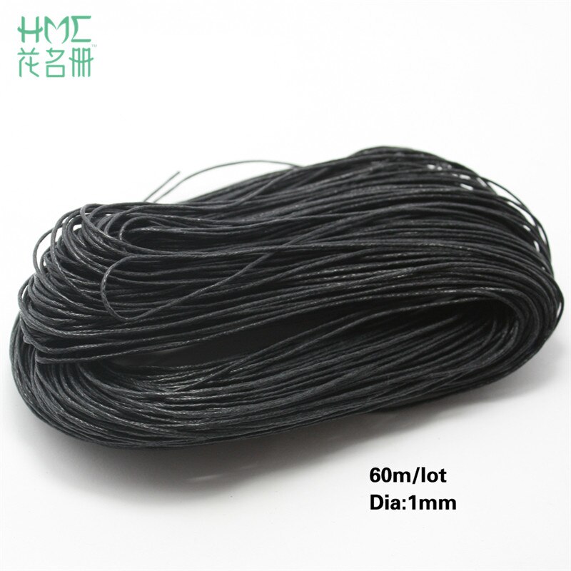 60m/lot 1mm Thread Cotton Waxed Cord String Strap Necklace Bead Rope for Sewing DIY Necklace Bracelet Jewelry Making: Black