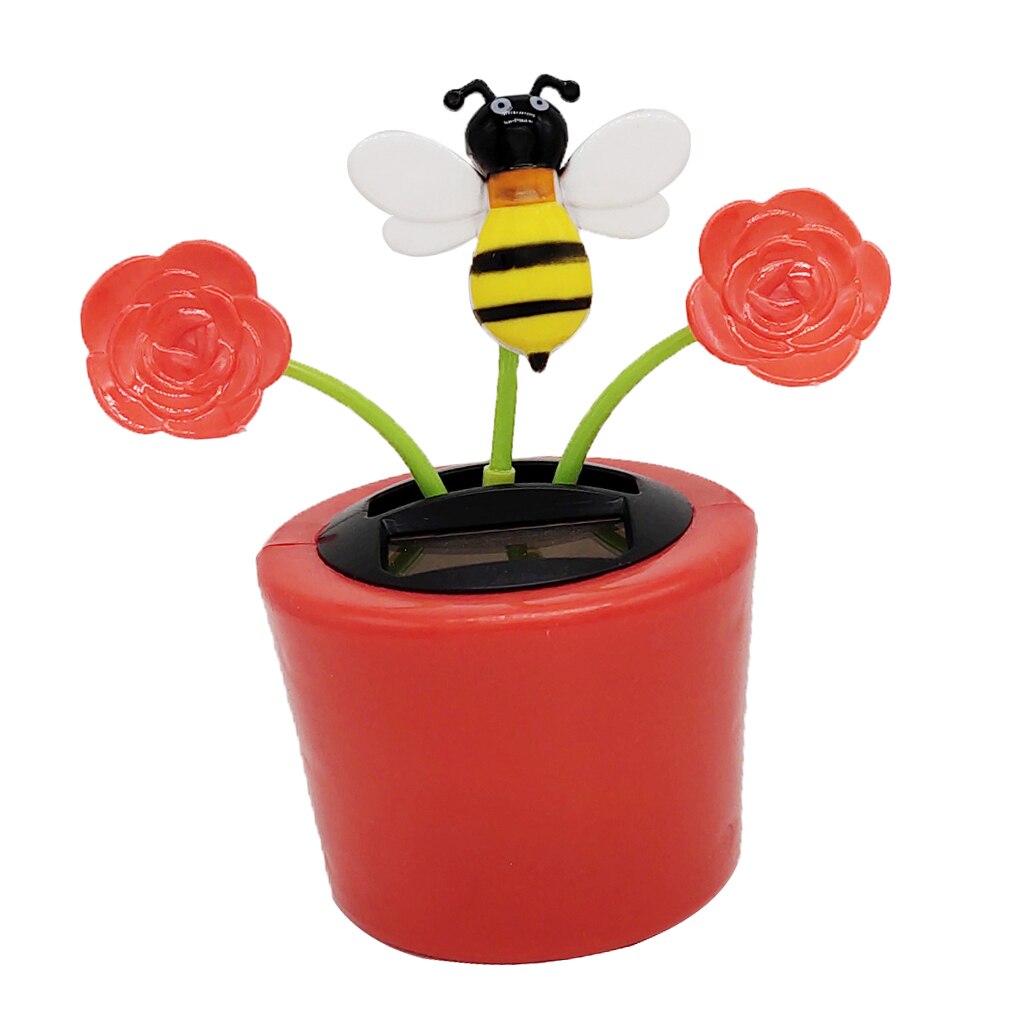 Solar Powered Rose Honey Bee Flower Dancing Doll Toy Home Decor