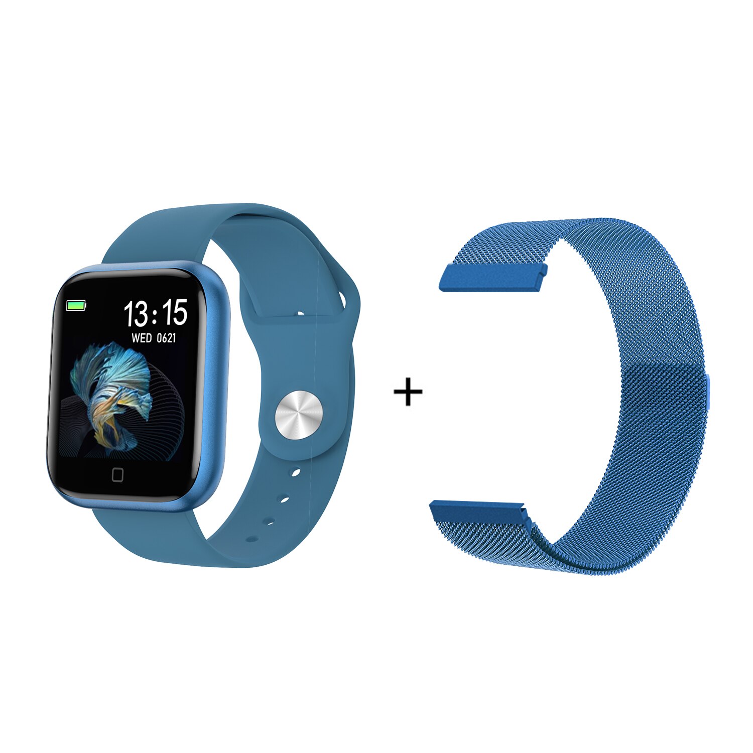 Smartwatch heren dames  ip68 waterdichte legering full touch dames smartwatch horloge smartwatches siliconen + milanese stalen band: Blauw