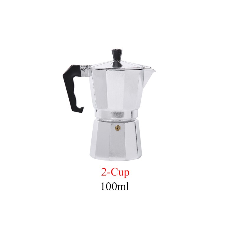 Stovetop Espresso Maker Aluminium with Brown Handle Express Espresso Maker Espresso Coffee Pots 1/2/3/6/9 Cups: 100ml  2Cups