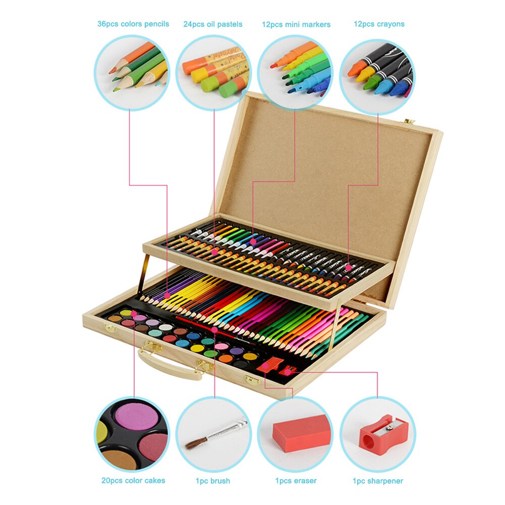 108/150pcs set Kids Art Set Children Drawing Set Water Color Pen Crayon Oil Pastel Painting Drawing Tool Art supplies stationery