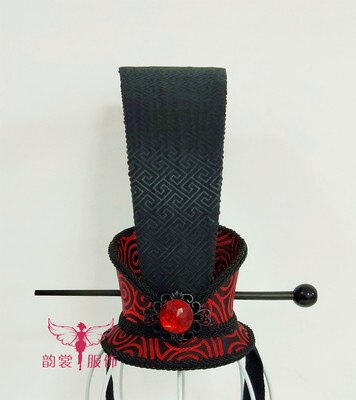 7 Designs High Tiara Pure Handmade Men's Hair Tiara Ancient Chinese Three Kingdoms Period Prince Hair Crownpiece Hanfu Accessory: G red  30cmH