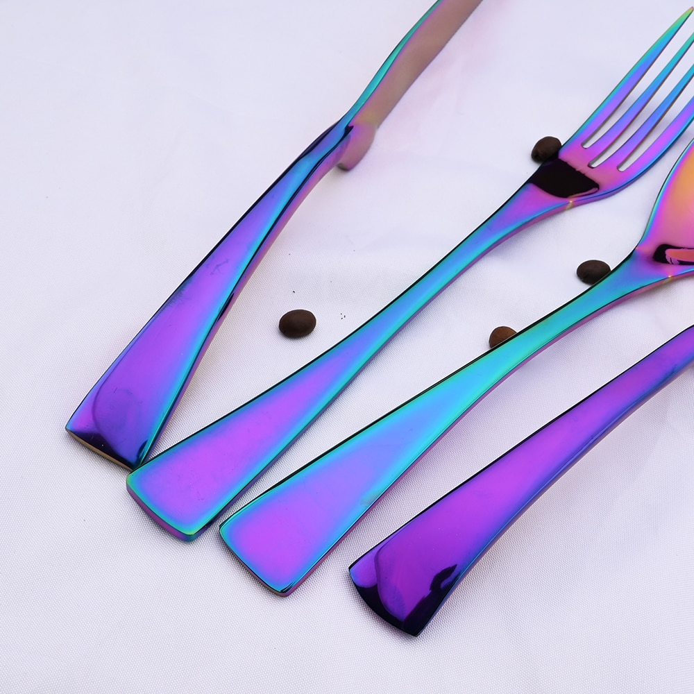 1/2/4Set 18/10 Stainless Steel Flatware Set Silver Dinnerware Dinner Knife Fork Dessert Spoon Cutlery Food Tableware