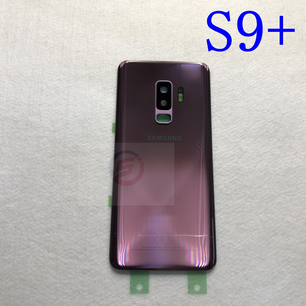 S9 Rear Battery Door Case For Samsung Galaxy S9 Plus G960F G965F Back Glass Housing Cover + Adhesive +Camera Glass Lens Frame: S9 Plus  Purple