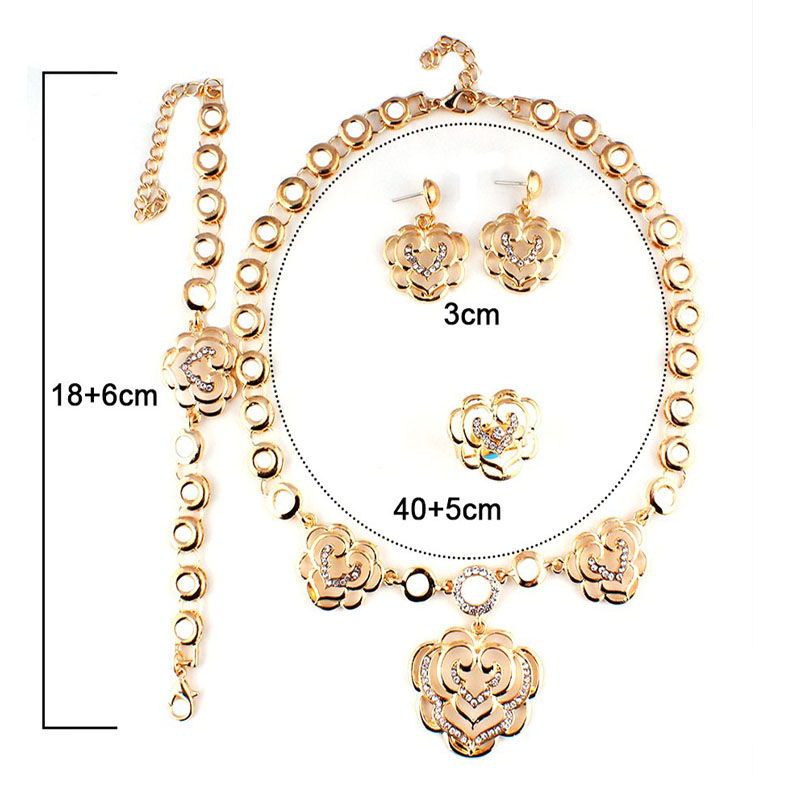 Jiayijiaduo Afrikanischen Schmuck einstellen Gold Farbe Halskette Ohrringe Armbinde Ring einstellen für frauen Hochzeit Schmuck Zubehör