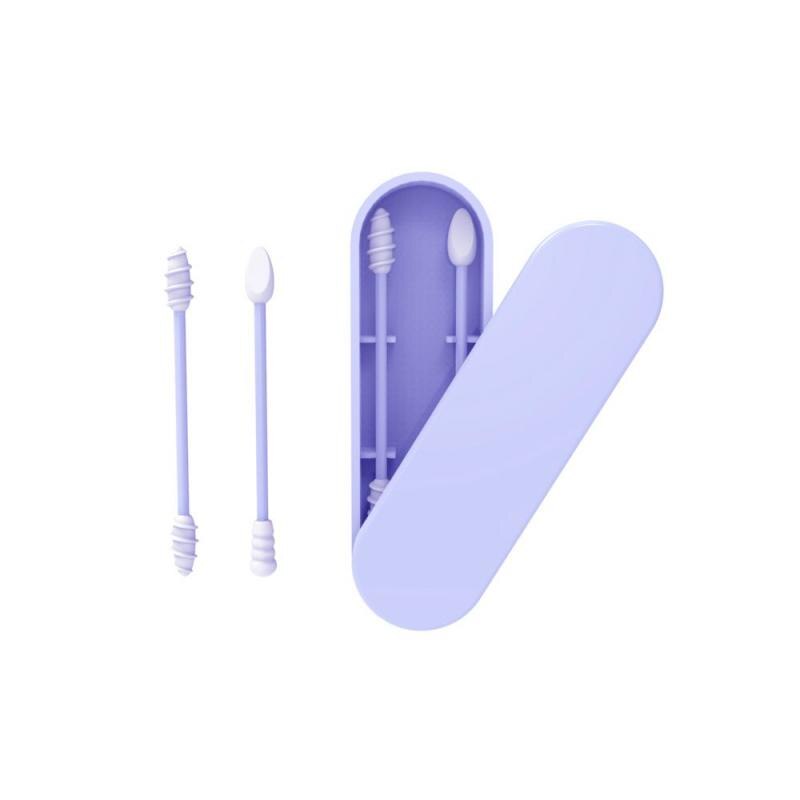 2Pcs/box Reusable Cotton Swab Portable Silicone Bud Swabs Sticks For Ear Cleaning Makeup Removing Double Head Makeup Accessories: 02
