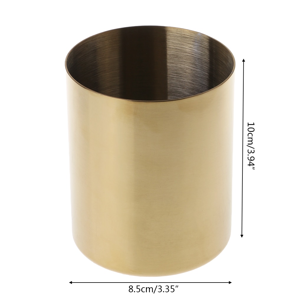Golden Pen Pencil Pot Holder Container Organizer Home Desk Stationery Decor