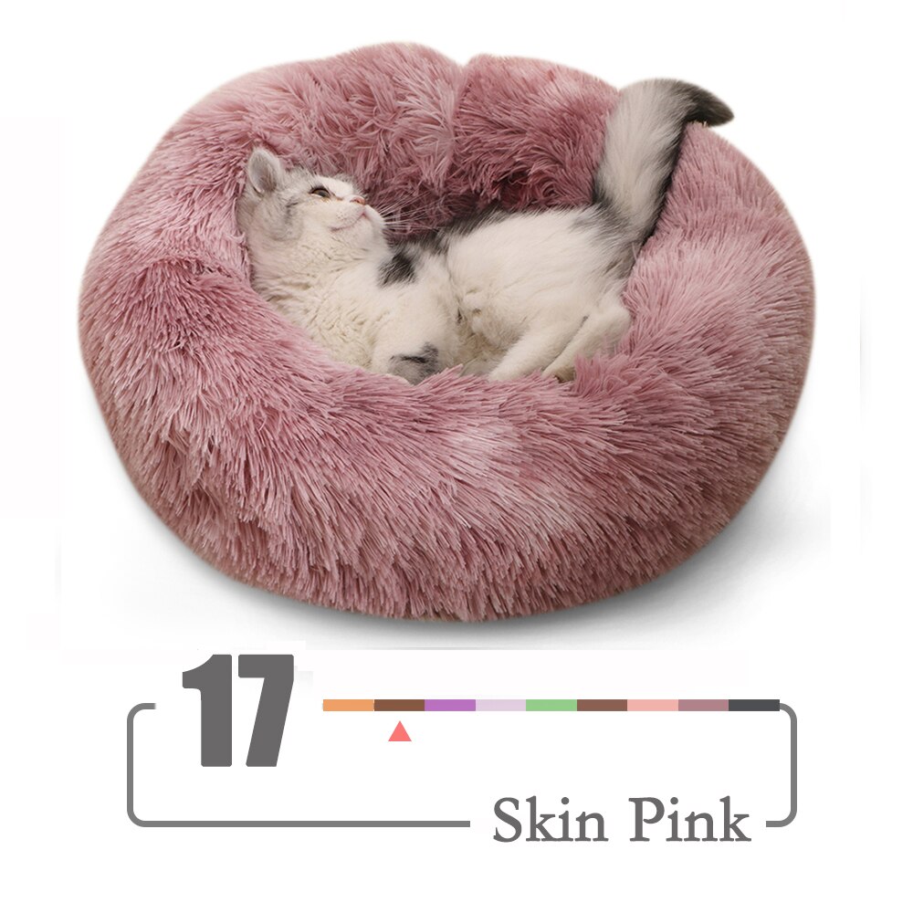 27 colores felpa redonda Gato cama casa Invierno gatos durmiendo nido suave largo felpa perro cesta mascota Mat Supplie: 17
