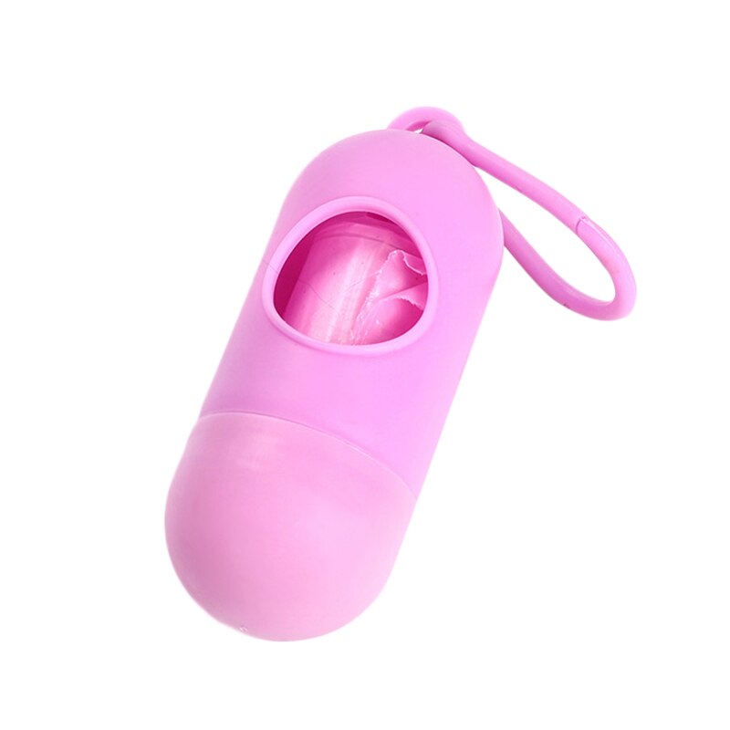 Newly Pet Garbage Bag Storage Box Case Clean Waste Stool Carrier Holder Durable Pill Shape FIF66: Pink