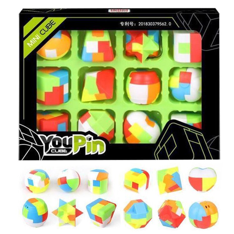 12pcs/set LUBAN Lock Cube IQ Develop Intelligence Brain Teaser Educational Toys 3D Puzzles Mini Key Chain