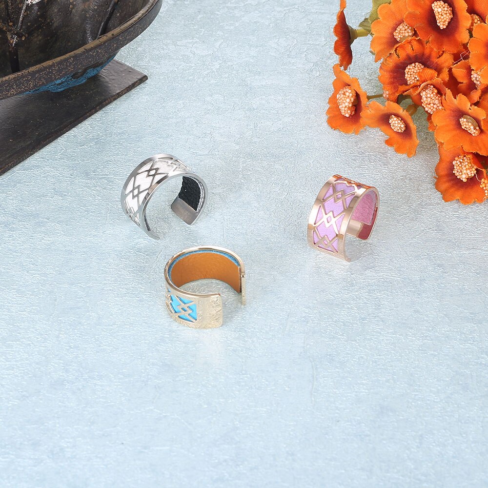 Cremo Giet Femme Sieraden Roestvrij Stalen Ring Band Verstelbare Ring Bague Femme Sieraden Diy Omkeerbare Lederen Ring