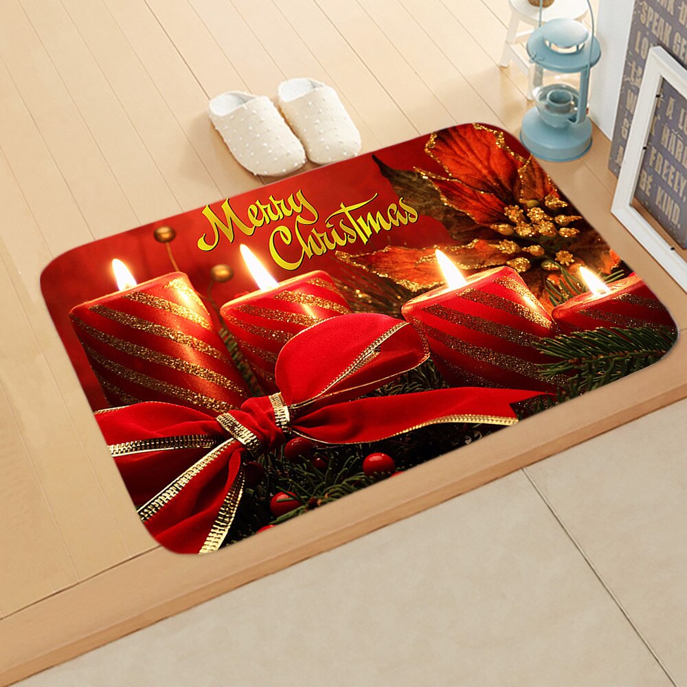 Santa dør gulvmåtte jul område tæppe køkken soveværelse mat tæppe dekor: Sort