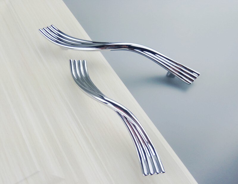Moderne krom møbler hardware håndtag køkkenskabe skydedørsknapper skuffe garderobe skab kommode push pulls håndtag