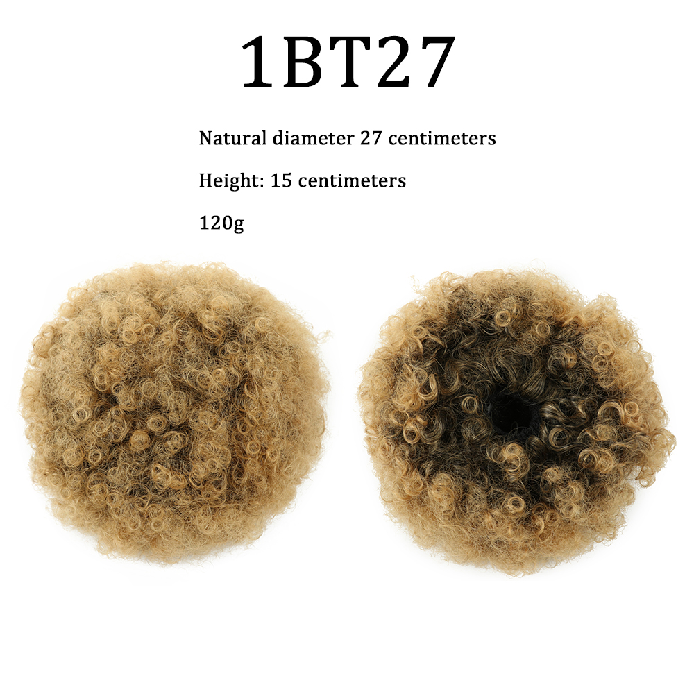 Coleta sintética Afro Puff con cordón, pelo corto Afro Kinkys, extensión de moño Afro rizado, postizos de gran tamaño, 10 pulgadas: T27 / 30 / 4