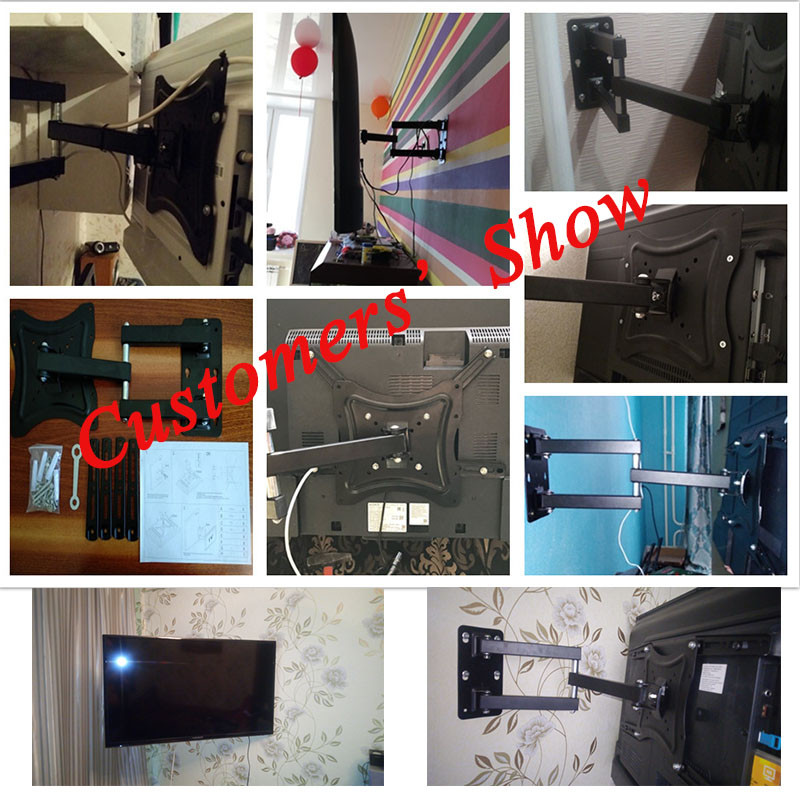 Retractable Full Motion TV Wall Mount Bracket Wall Stand Adjustable Mount Arm Fit for Plasma Flat LED TV 14"-46" Support 25KG