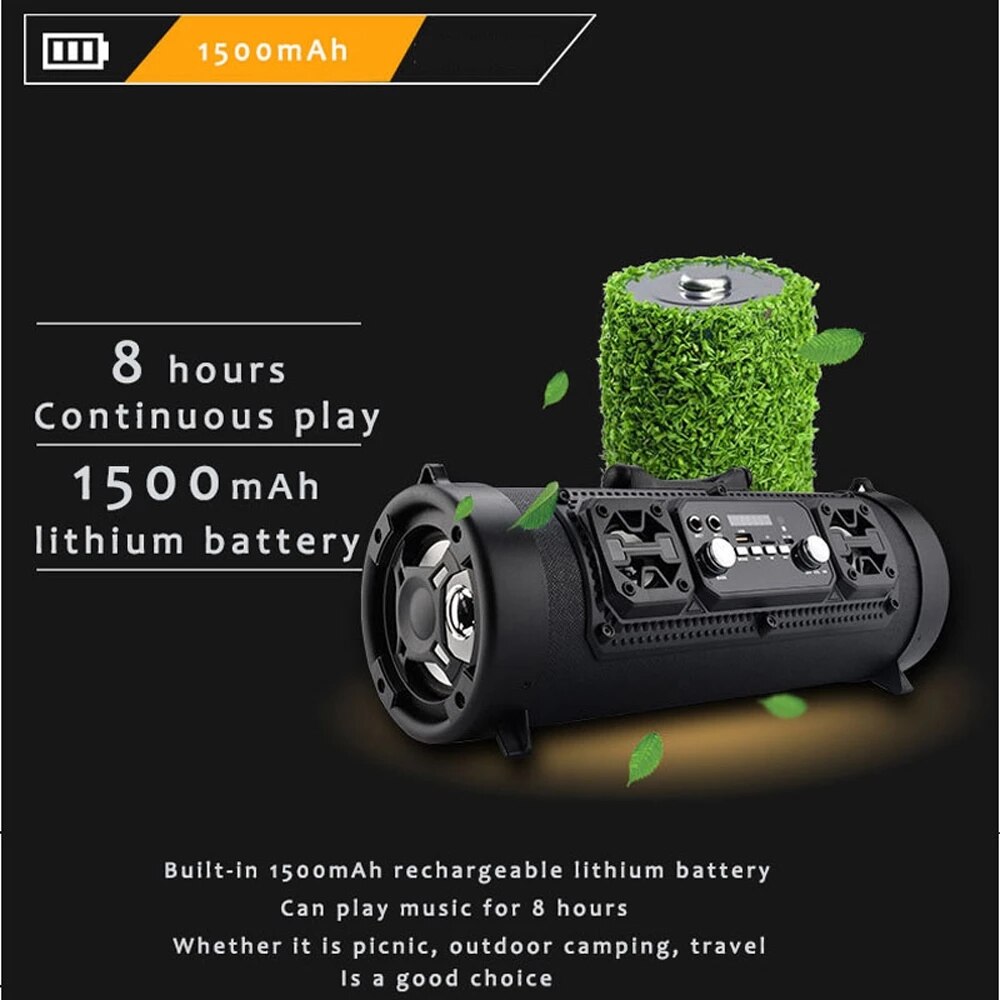 Columna de sonido Portátil con Bluetooth, altavoz inalámbrico Compatible con música, sistema de sonido 3D Ktv, Subwoofer, Radio Fm, 16W